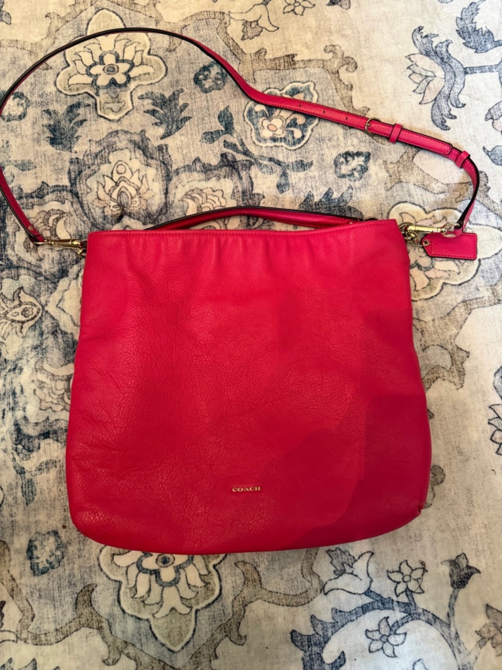 Coach Hot Pink Leather Shoulder Bag with Adjustable Strap
